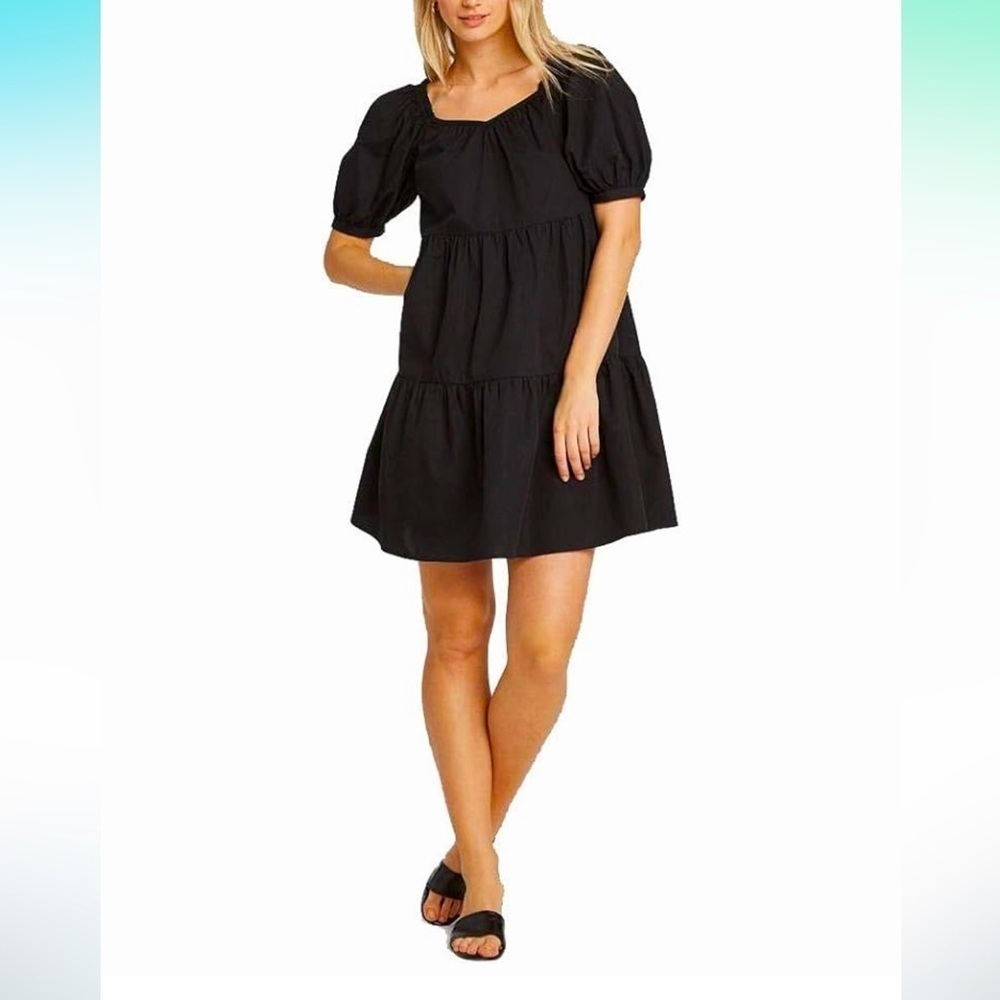 Elegant Black Puff Sleeve Dress Old Navy